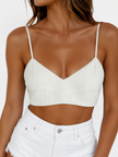 White Ribbed Bralette with Lace Trim