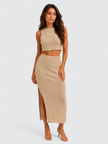 Gold Crochet Knit Two-piece Set