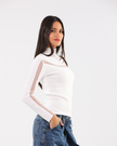 Sculpted Stripe High-Neck Pullover