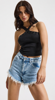 Black Halter Neck Top with Stud Detail
