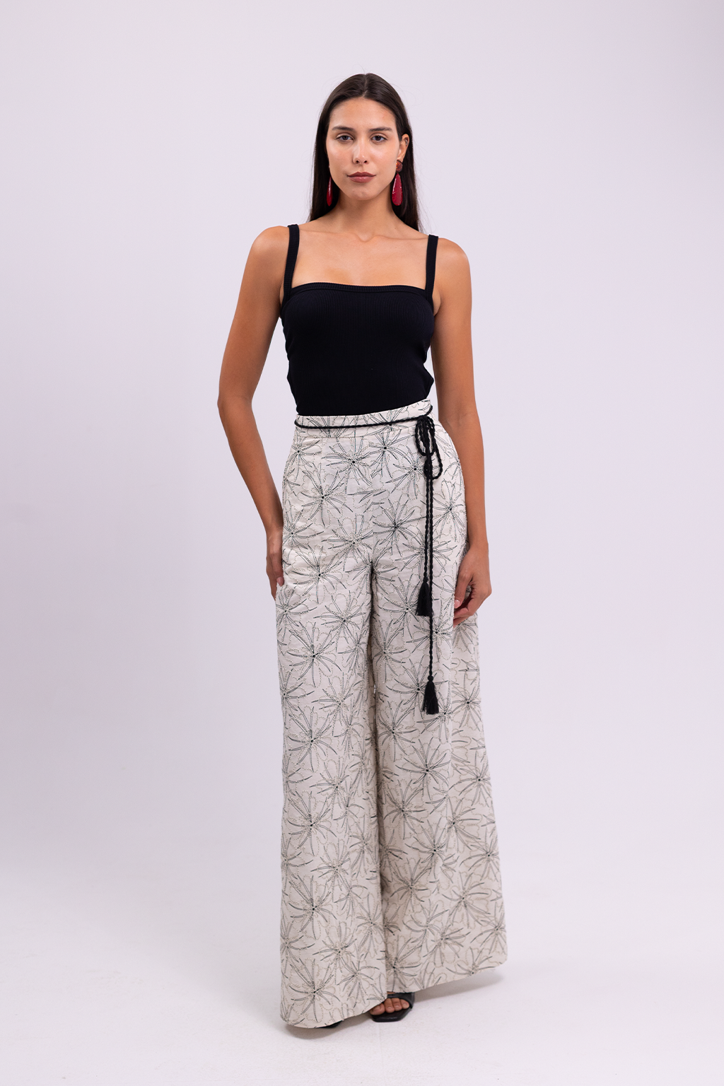 High Waist Wide Leg Linen Ecru Trousers