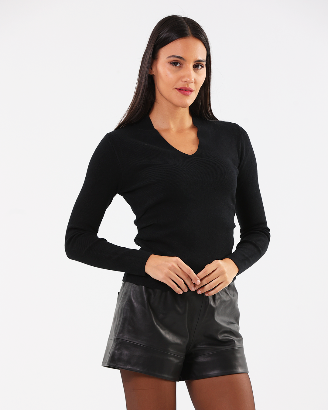 Black Sculpted Pullover