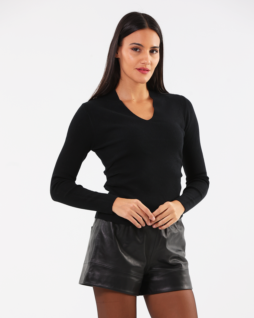 Black Sculpted Pullover