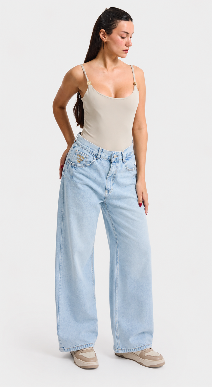 Creme Bodysuit with Seashell - Shaped Strap