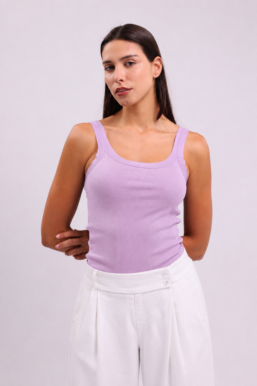 Lila Sheer Trim Tank Top