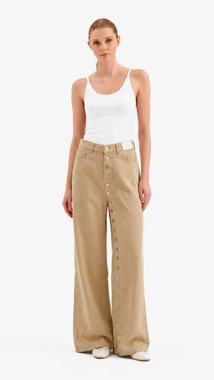 Denim with Full-Front Button Detail
