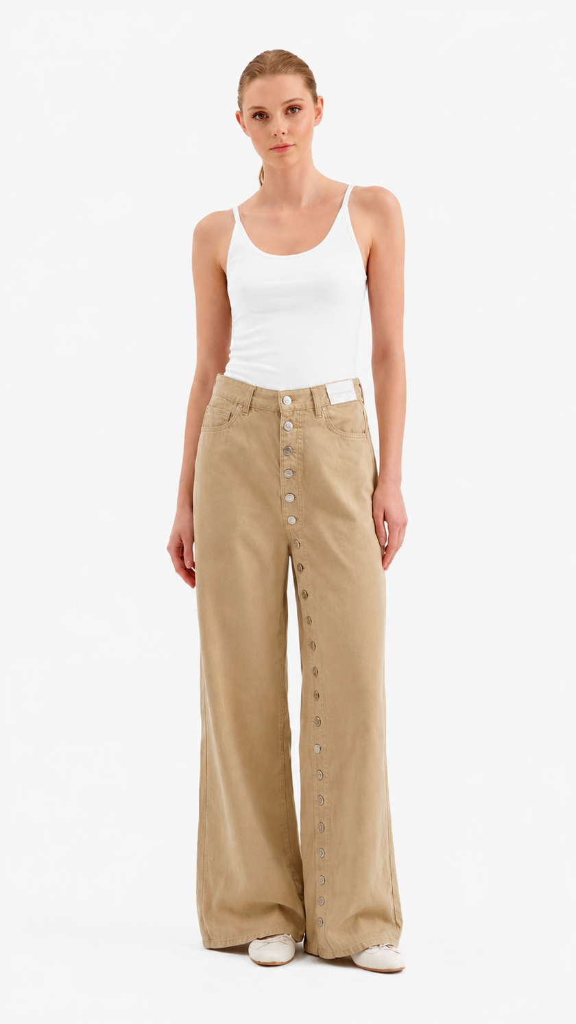 Denim with Full-Front Button Detail