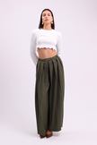 Olive Pleated Palazzo Pants