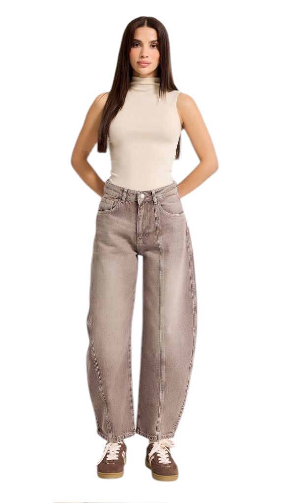 Brown Barrel Ballon Jeans