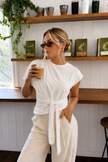 White Bicycle Neck Tie Detail Blouse