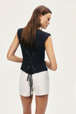 Black T-Shirt with Lace up Back Detail
