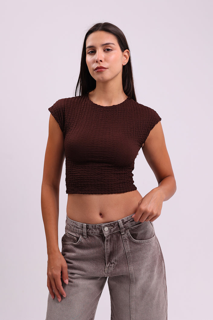 Brown Crew Neck Top