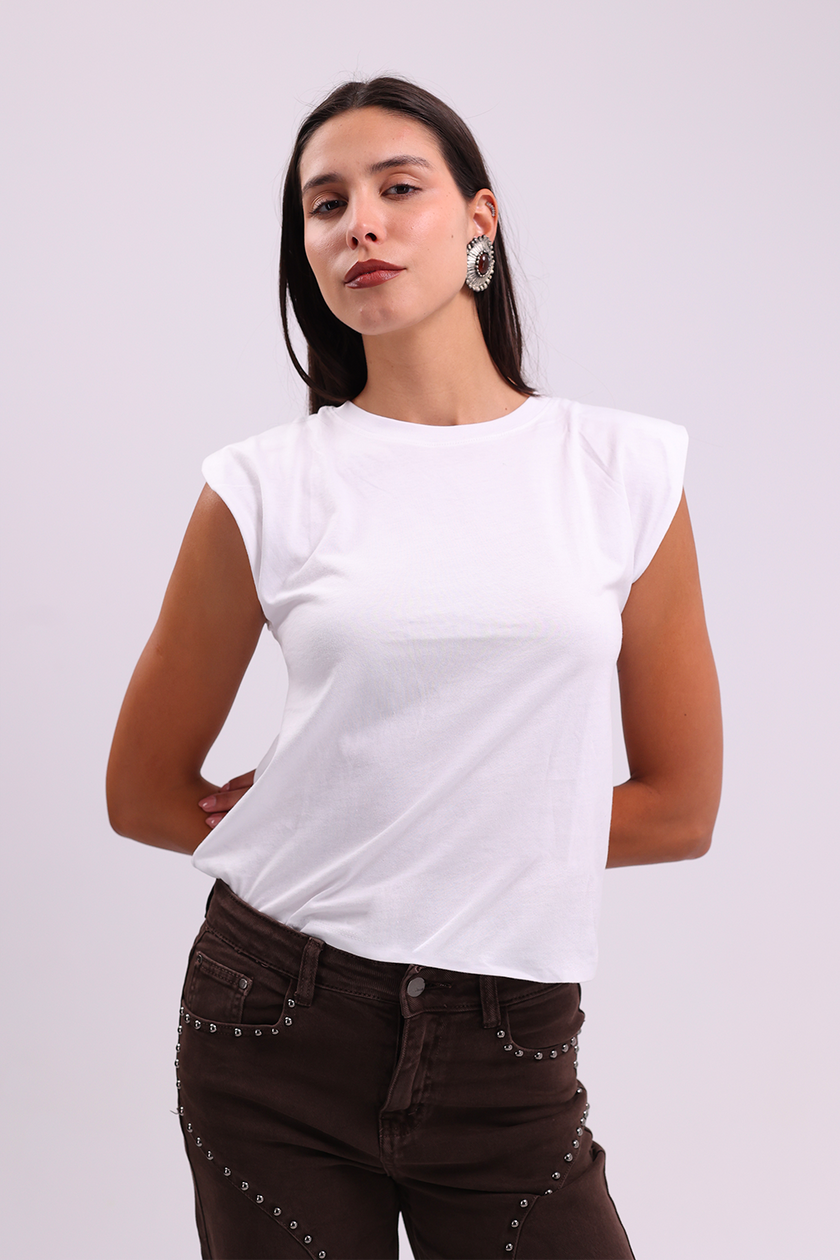 White Padded Muscle T-Shirt