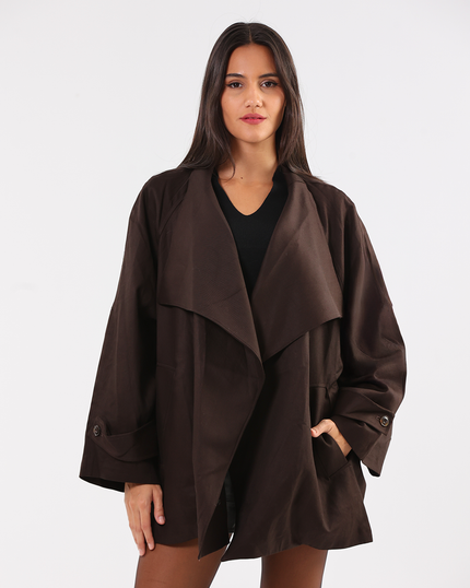 Oversized Brown Jacket Blouse Style