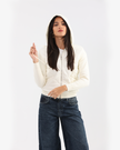 Ivory Quilted Zip-Up Jacket
