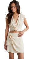 V-Neckline Top with Wood-Look Ring
