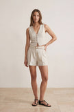 Linen Natural Striped Pattern Set with Matching Belt