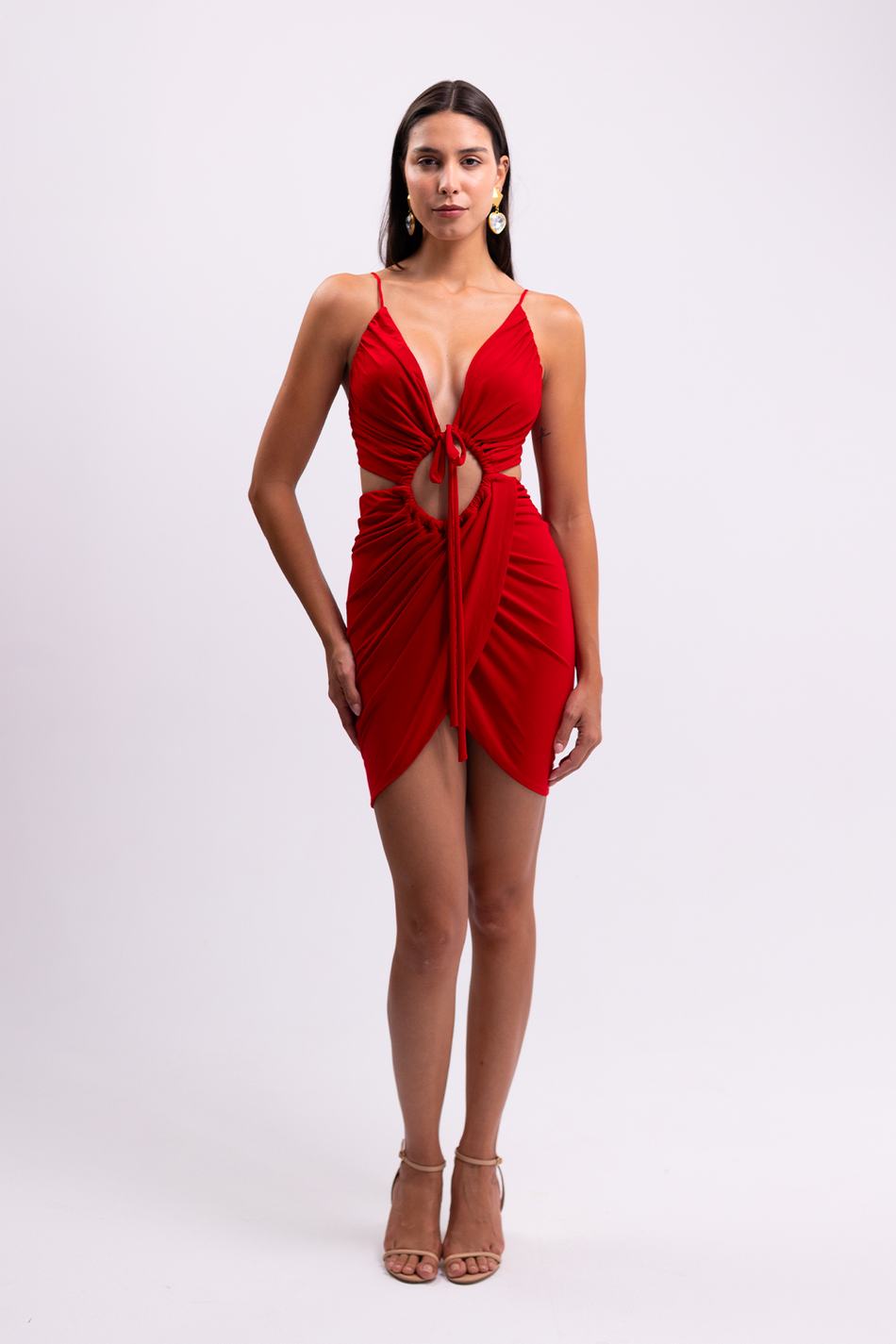 Red Cut-Out Mini Dress