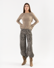 Leopard Print Wide-Leg Denim Jeans