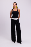 Black Denim with White Waist Band