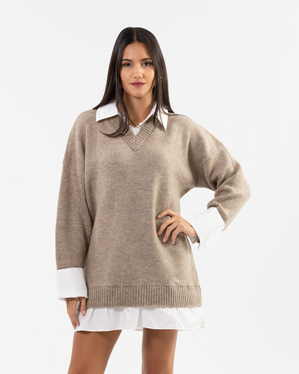 Mock-Layered Sweater Dress