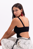 Knitted Square Neck Black Bodysuit