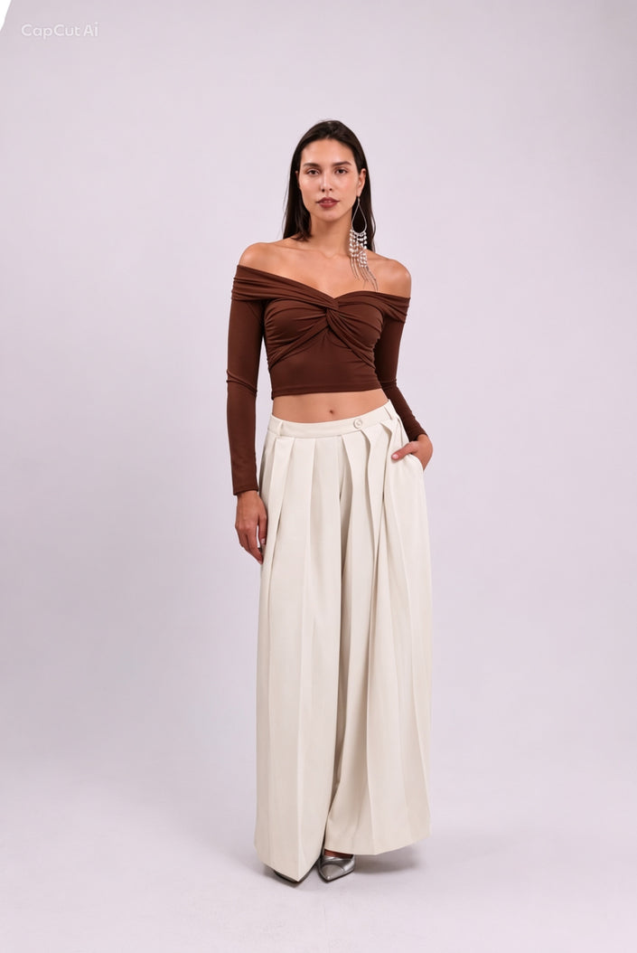 Off-White Pleasted Palazzo Pants