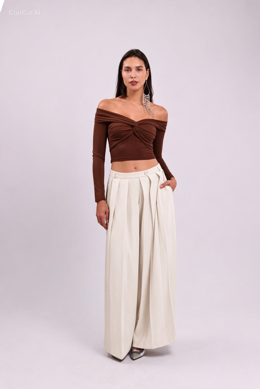 Off-White Pleasted Palazzo Pants