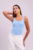Blue Sheer Trim Tank Top