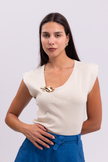 Accessory Detail Blouse Nude