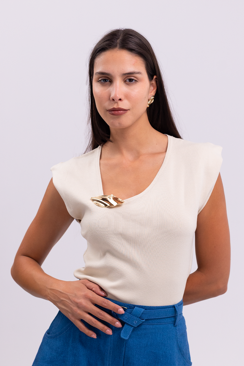 Accessory Detail Blouse Nude