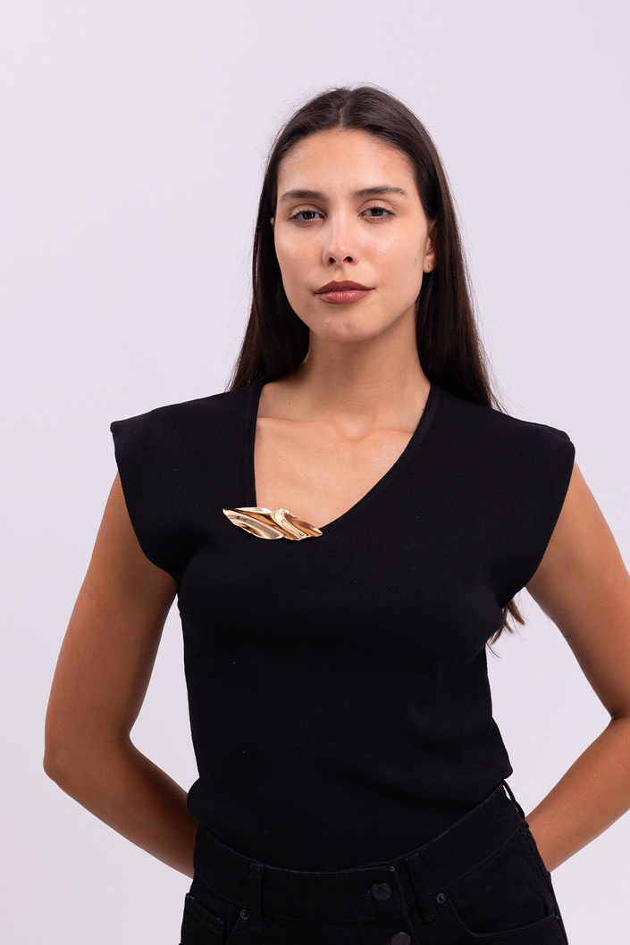 Accessory Detail Blouse Black