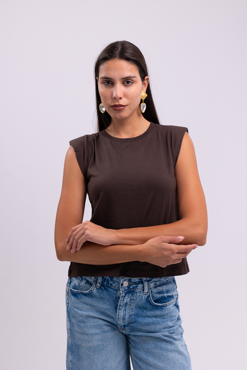 Brown Padded Muscle T-Shirt