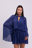 Ruffle Sleeve Mini Navy Dress