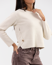 Ivory Asymmetric Button Knit