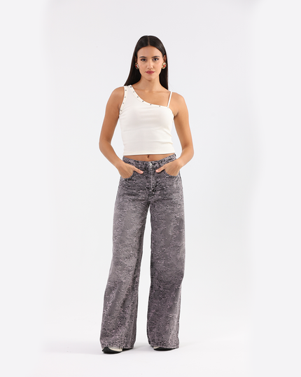 Distressed Wide-Leg jeans