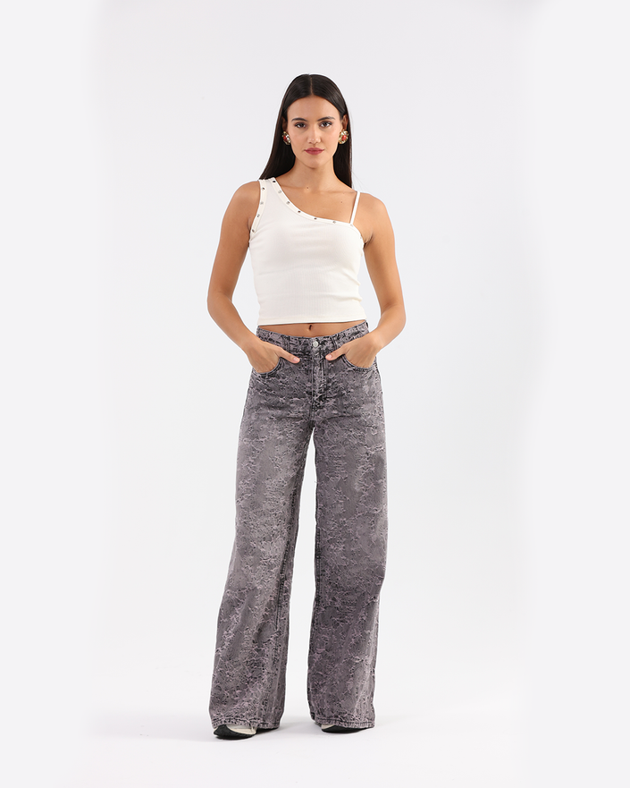 Distressed Wide-Leg jeans