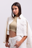 Crème Cropped Denim Jacket