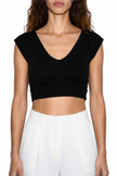 Black Deep V Neck with Front Twist Detail