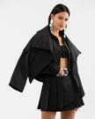 Sculpted High-Collar Black Jacket