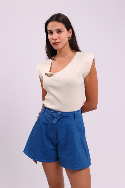 Accessory Detail Blouse Nude