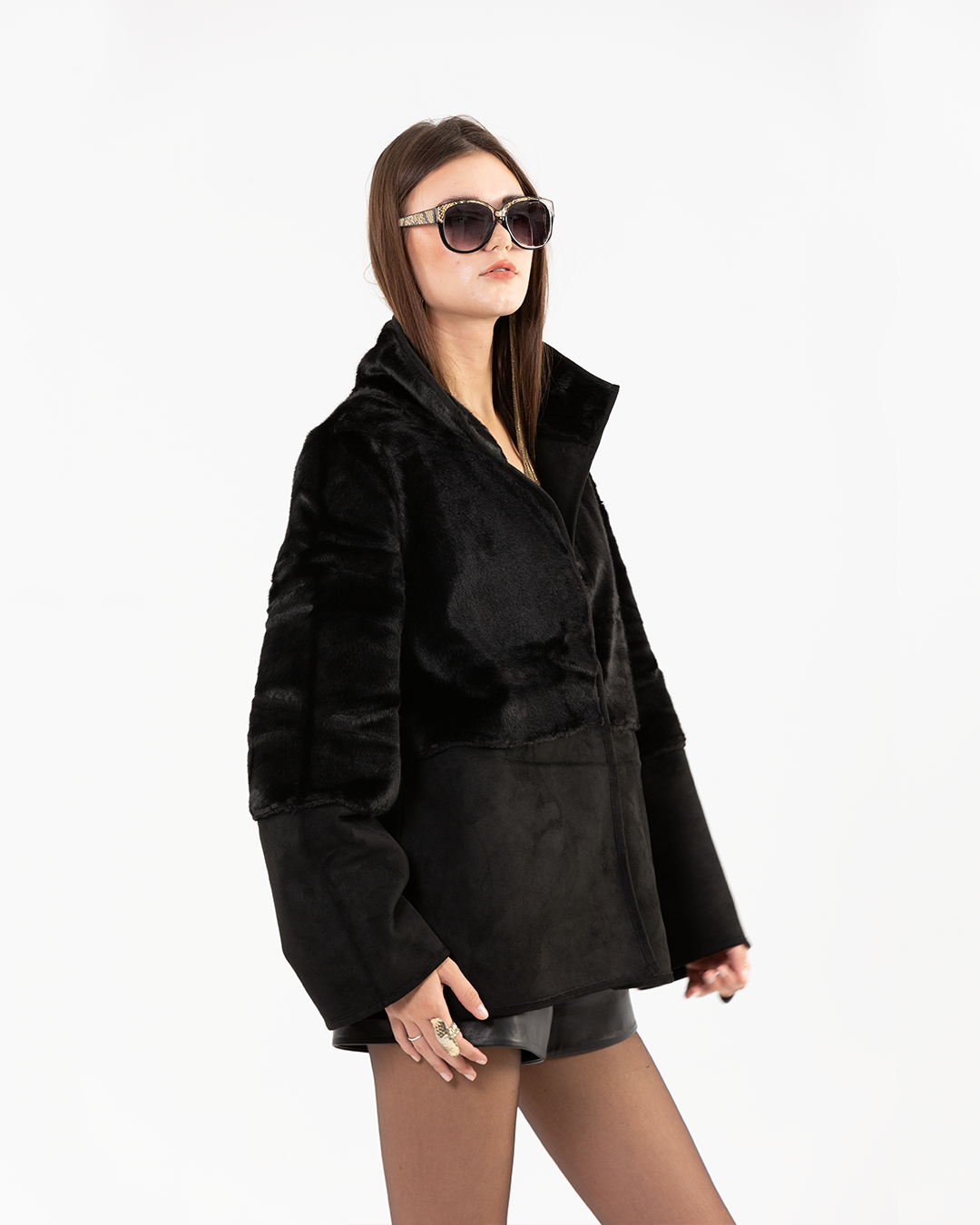 Reversible Jacket with Furry Panel Details