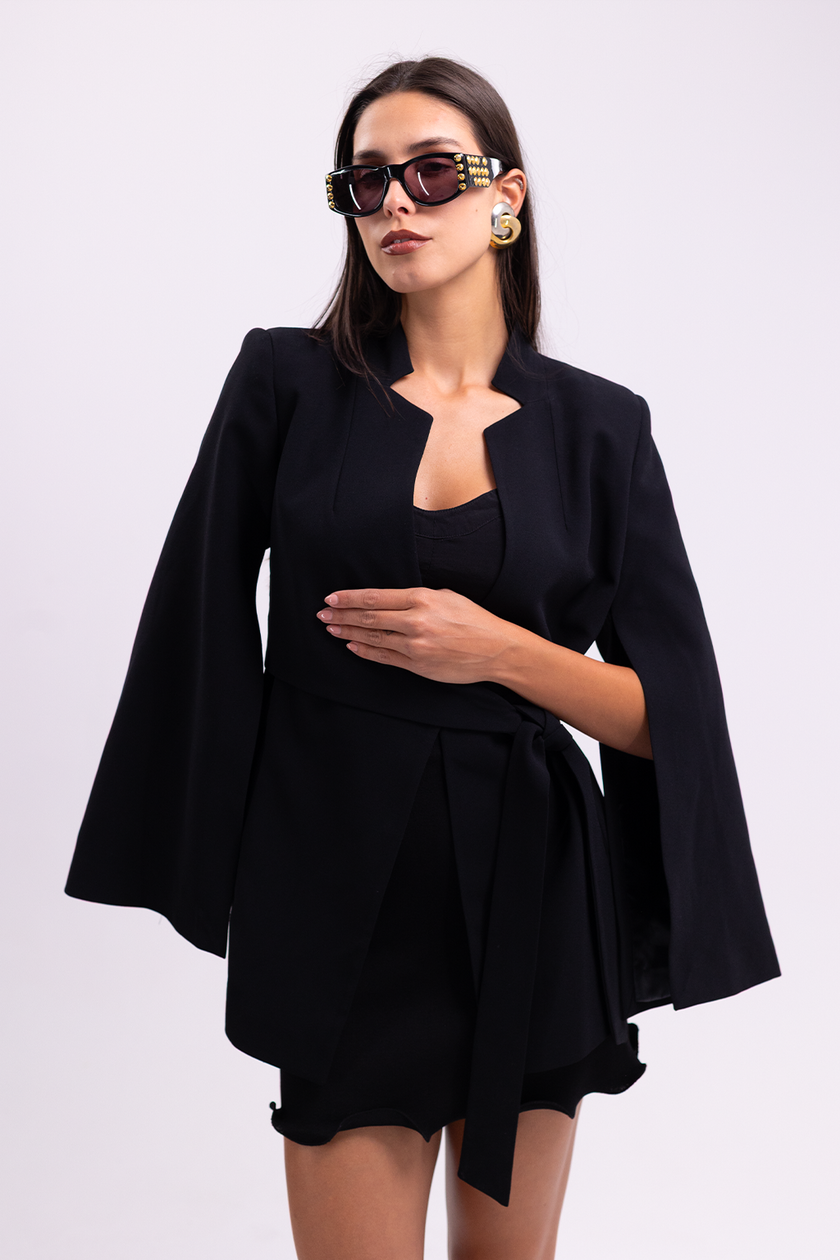 Belted Wrap Black Blazer
