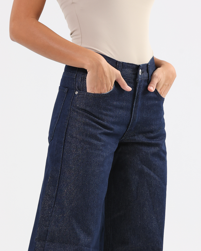 Midnight Gold Wide-Leg Jeans