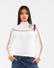 Sculpted Stripe High-Neck Pullover