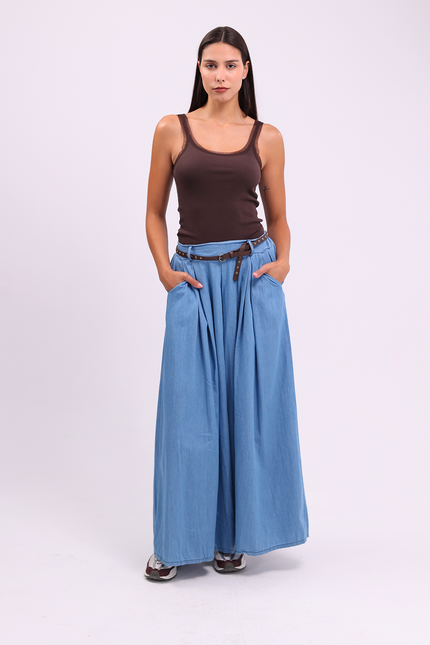 Brown Sheer Trim Tank Top