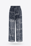 Navy Blue Wide Leg Trouser Sheer Fabric Design