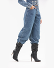 Blue Denim Balloon with Cinched Ankles