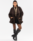 Oversized Brown Jacket Blouse Style