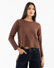 Brown Asymmetric Button Knit